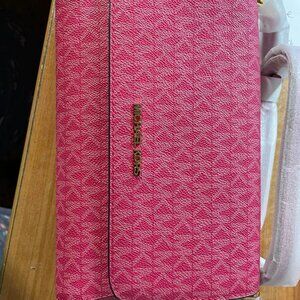 Michael Kors Jet Set Medium Electric Pink Convertible Pouchette Crossbody